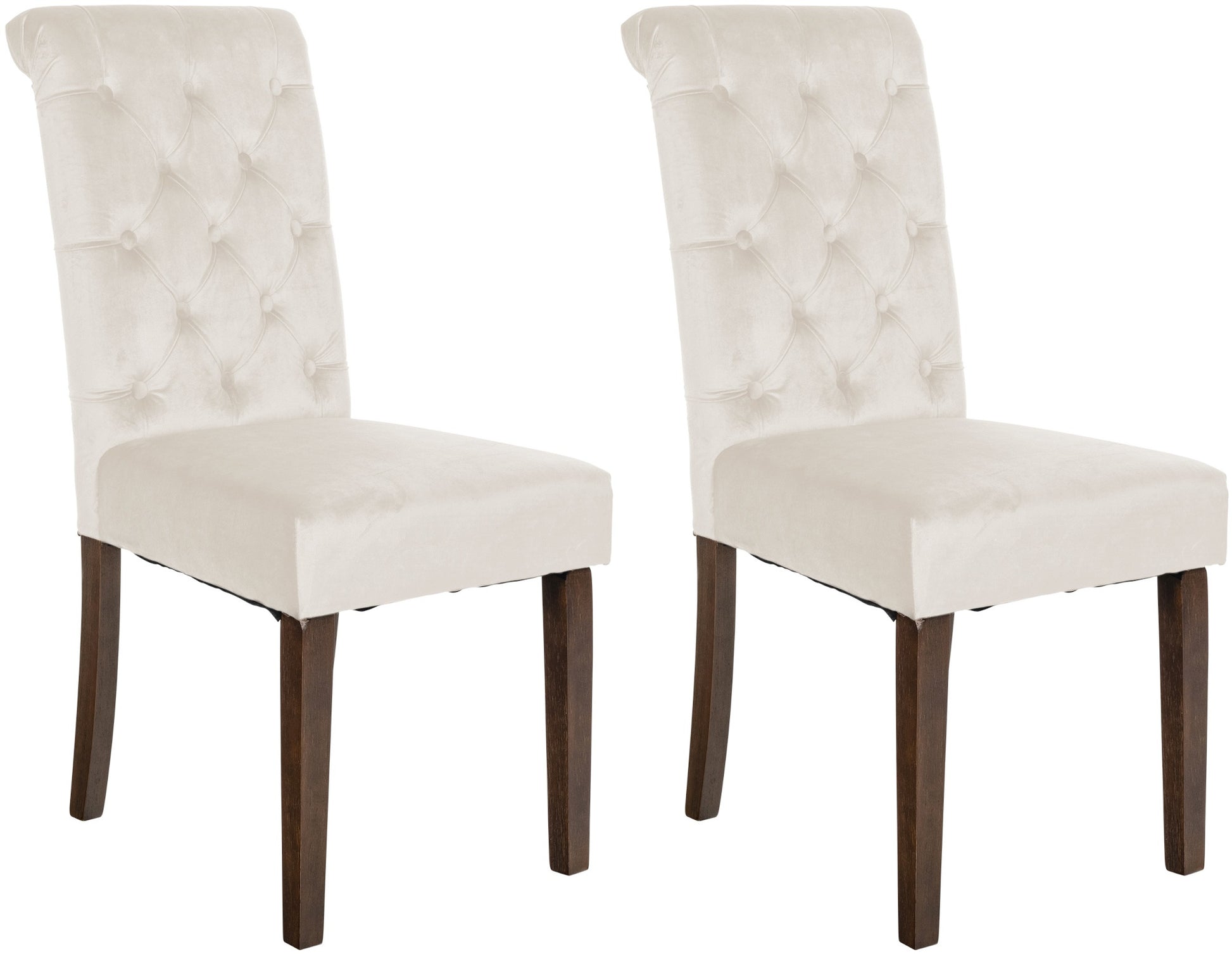 Set van 2 Eetkamerstoelen - Keukenstoelen - Comfortabele Fluwelen Bekleding Kleur crème Materiaal zacht