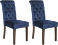 Set van 2 Eetkamerstoelen - Keukenstoelen - Comfortabele Fluwelen Bekleding Kleur blauw Materiaal zacht