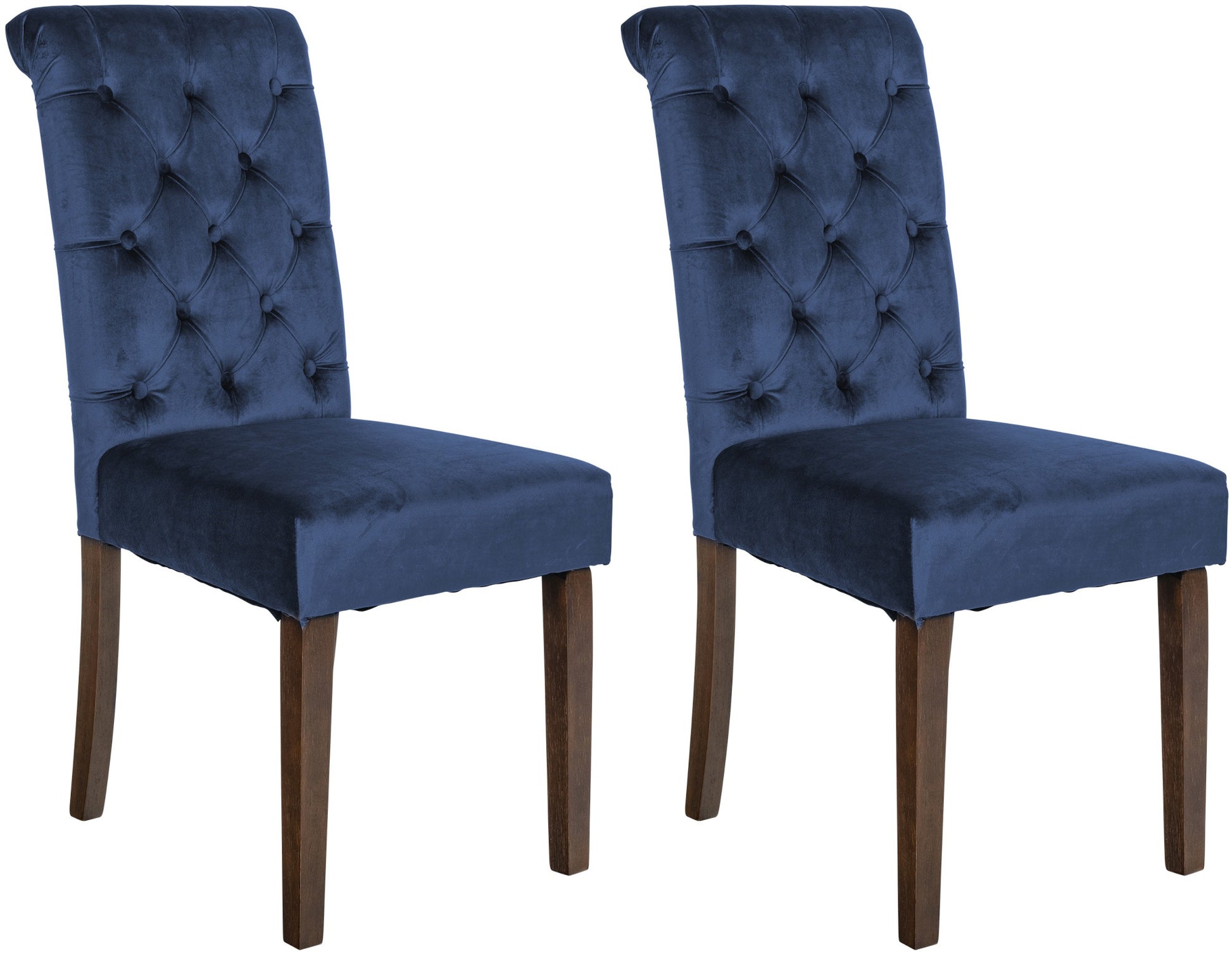 Set van 2 Eetkamerstoelen - Keukenstoelen - Comfortabele Fluwelen Bekleding Kleur blauw Materiaal zacht