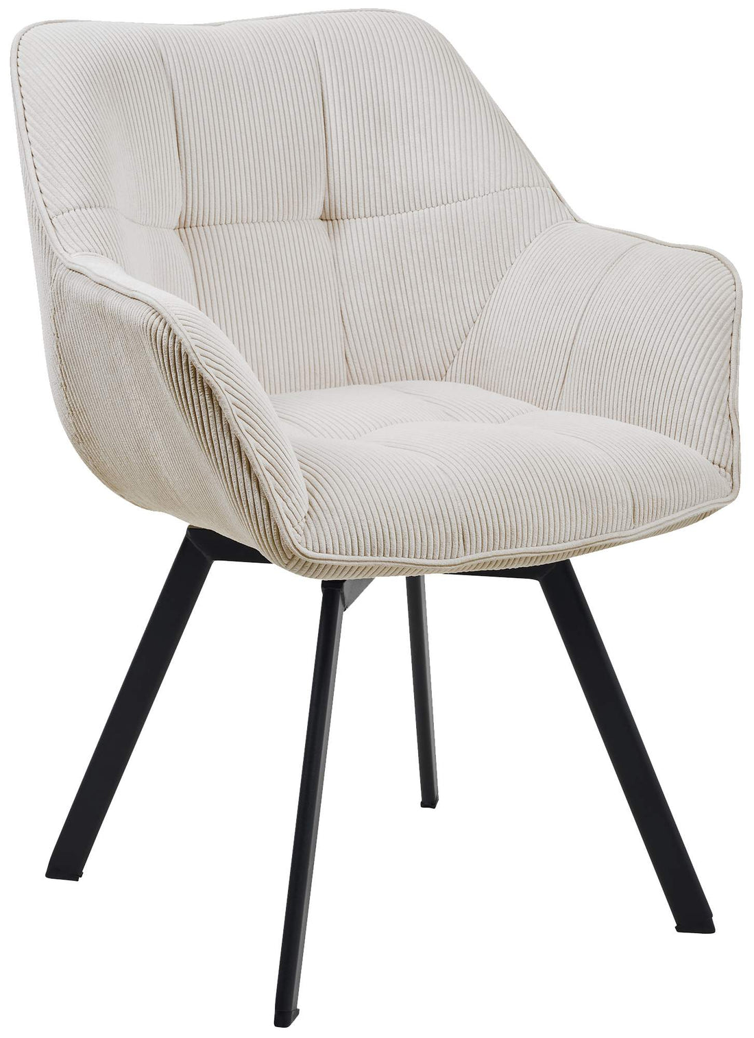 Eetkamerstoel Corduroy, Draaiend, Onderhoudsvriendelijk - Modern Design Eettafelstoel Kleur crème