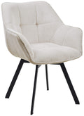 Eetkamerstoel Corduroy, Draaiend, Onderhoudsvriendelijk - Modern Design Eettafelstoel Kleur crème
