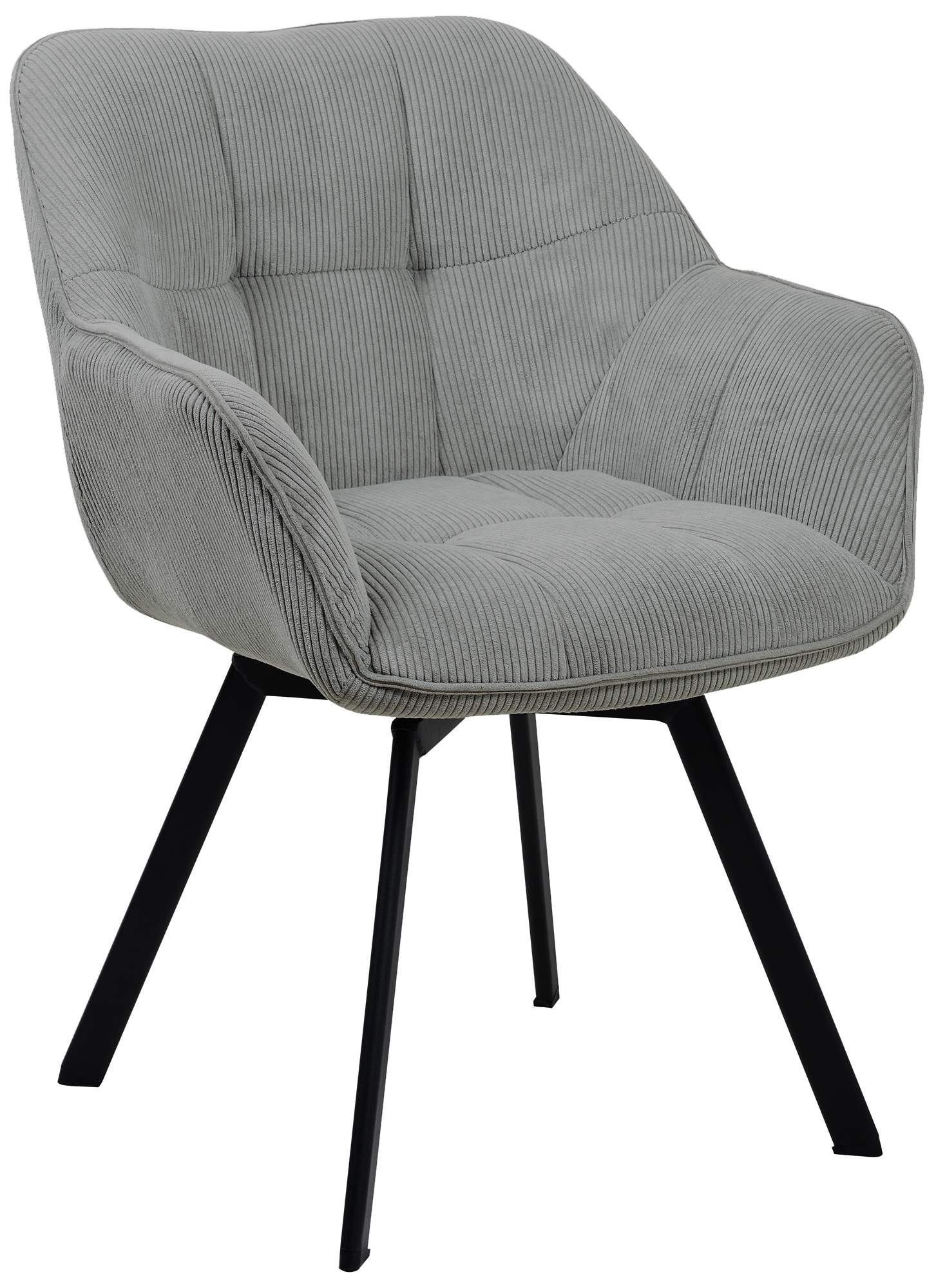 Eetkamerstoel Corduroy, Draaiend, Onderhoudsvriendelijk - Modern Design Eettafelstoel Kleur grijs