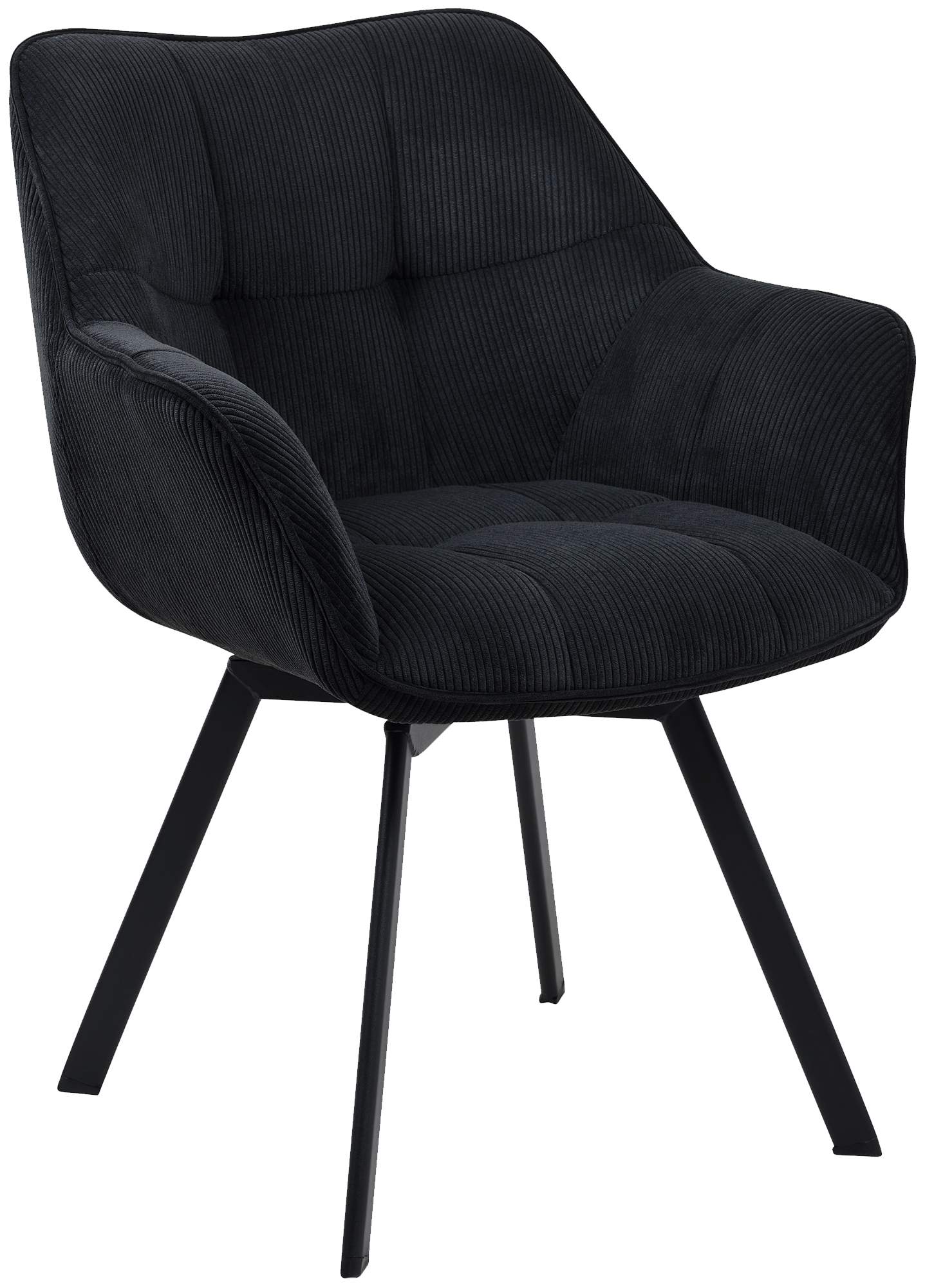 Eetkamerstoel Corduroy, Draaiend, Onderhoudsvriendelijk - Modern Design Eettafelstoel Kleur zwart
