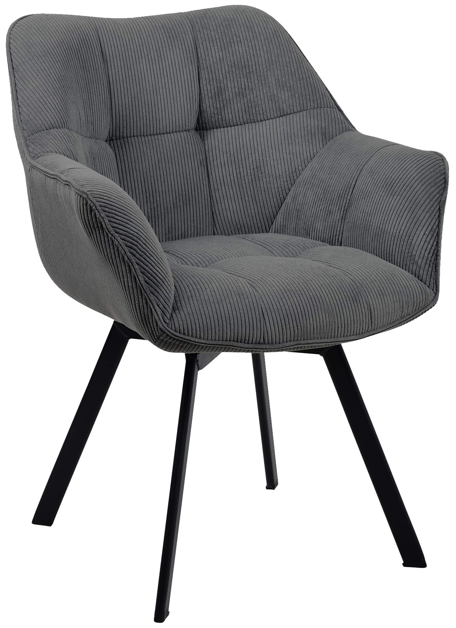 Eetkamerstoel Corduroy, Draaiend, Onderhoudsvriendelijk - Modern Design Eettafelstoel Kleur donkergrijs