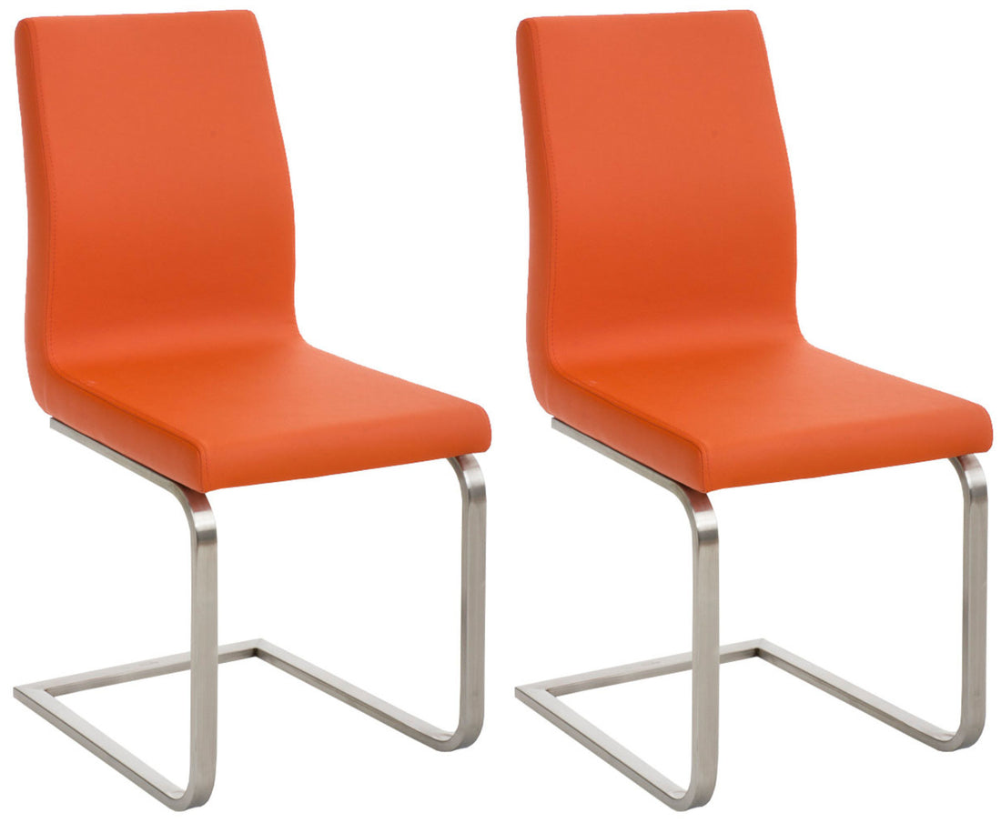 Set van 2 Design Eetkamerstoelen - Comfortabele Keukenstoelen - Onderhoudsvriendelijke Bekleding Kleur oranje