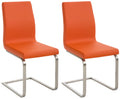 Set van 2 Design Eetkamerstoelen - Comfortabele Keukenstoelen - Onderhoudsvriendelijke Bekleding Kleur oranje