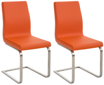 Set van 2 Design Eetkamerstoelen - Comfortabele Keukenstoelen - Onderhoudsvriendelijke Bekleding Kleur oranje