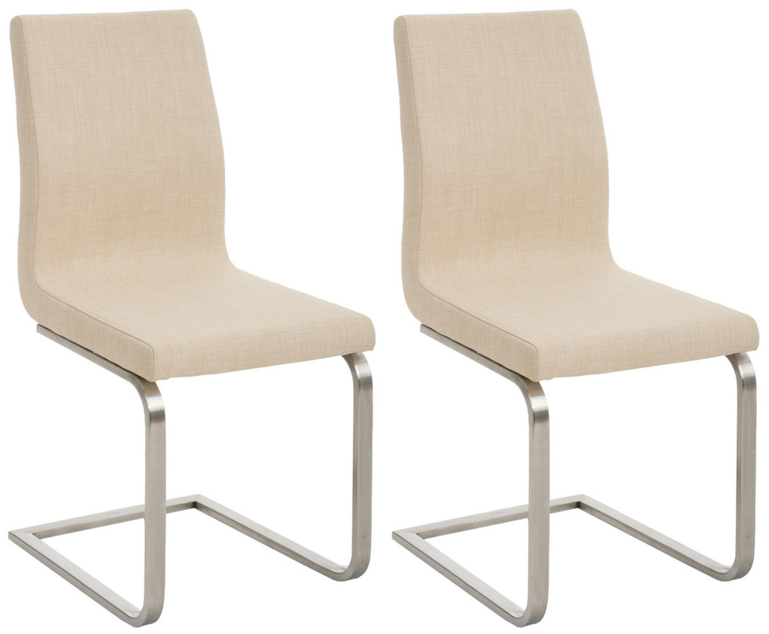 Set van 2 Design Eetkamerstoelen - Keukenstoelen - Aangenaam Comfort & Onderhoudsvriendelijk Kleur crème