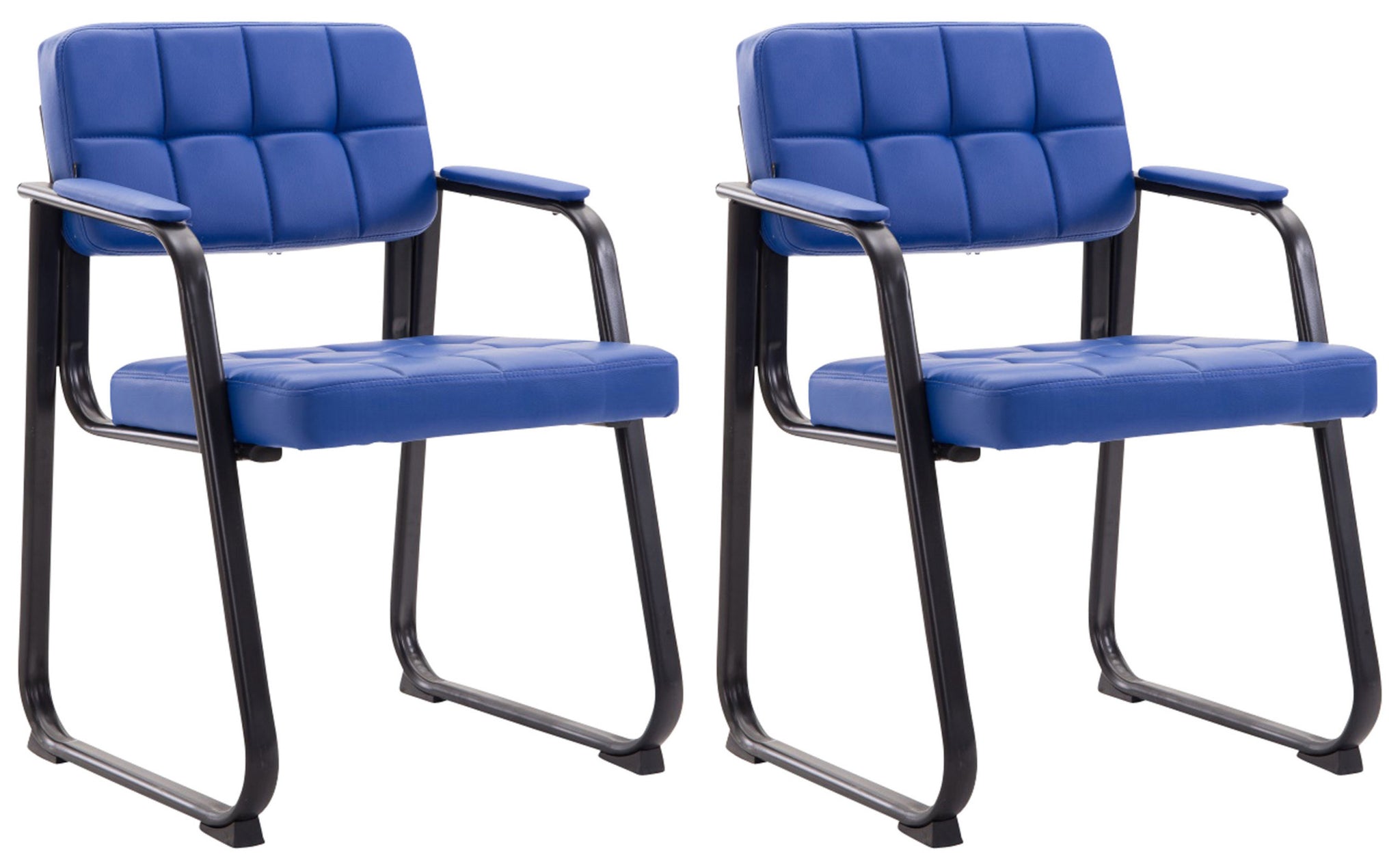 Set van 2 Eetkamerstoelen - Dinerset - Comfortabel Design met Kunstleren Bekleding Kleur blauw