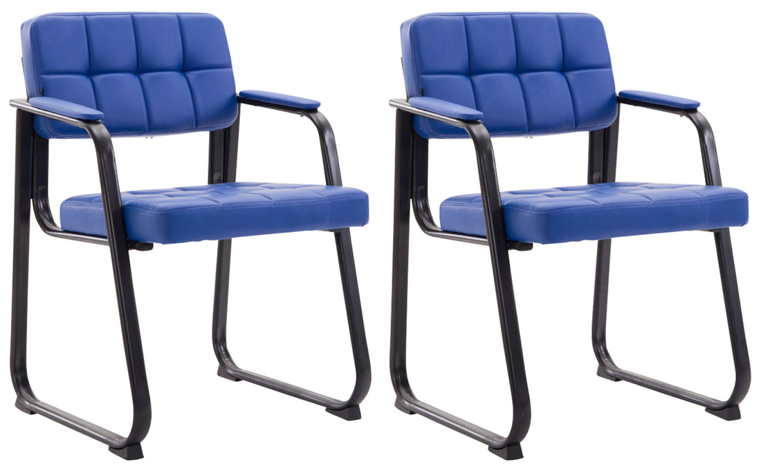 Set van 2 Eetkamerstoelen - Dinerset - Comfortabel Design met Kunstleren Bekleding Kleur blauw