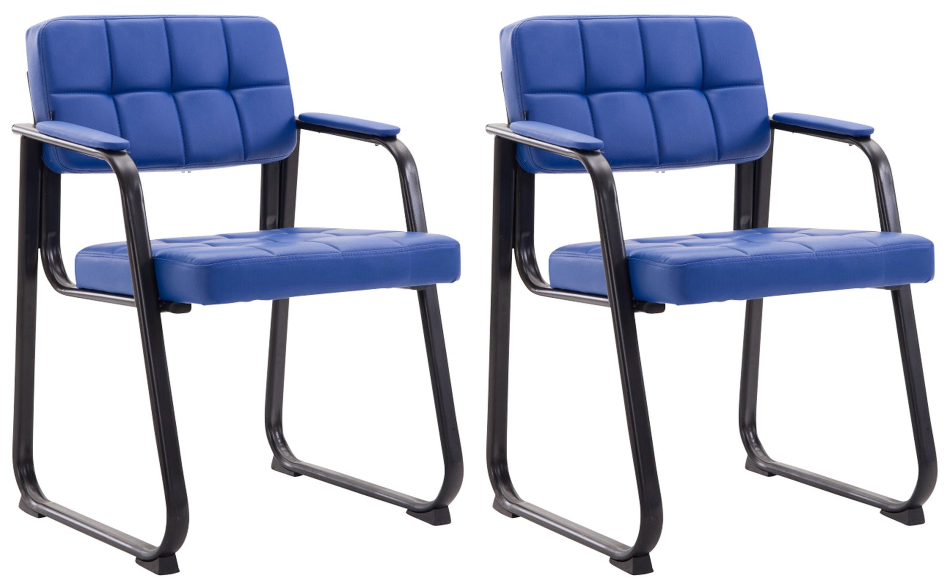 Set van 2 Eetkamerstoelen - Dinerset - Comfortabel Design met Kunstleren Bekleding Kleur blauw