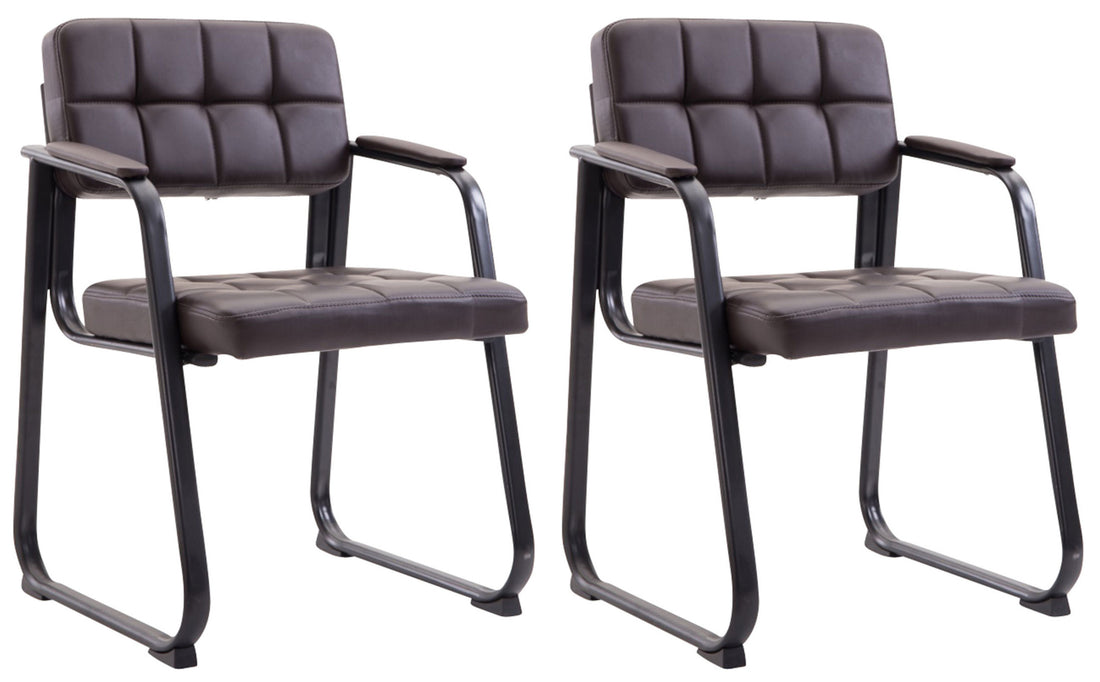 Set van 2 Comfortabele Bezoekersstoelen - Vergaderstoelen - Luxe Zithouding Kleur bruin