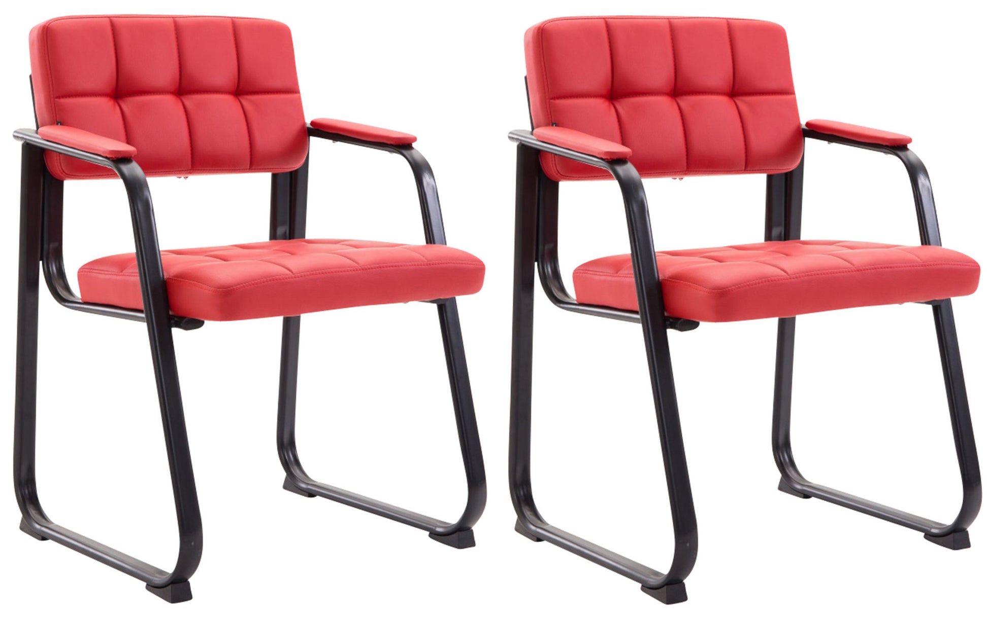Set van 2 Comfortabele Bezoekersstoelen - Vergaderstoelen - Luxe Zithouding Kleur rood