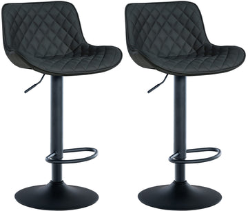 Set van 2 Barkrukken - Hoge Krukken - 360° Draai, Optimaal Comfort & Elegantie Kleur zwart Materiaal kunstleer