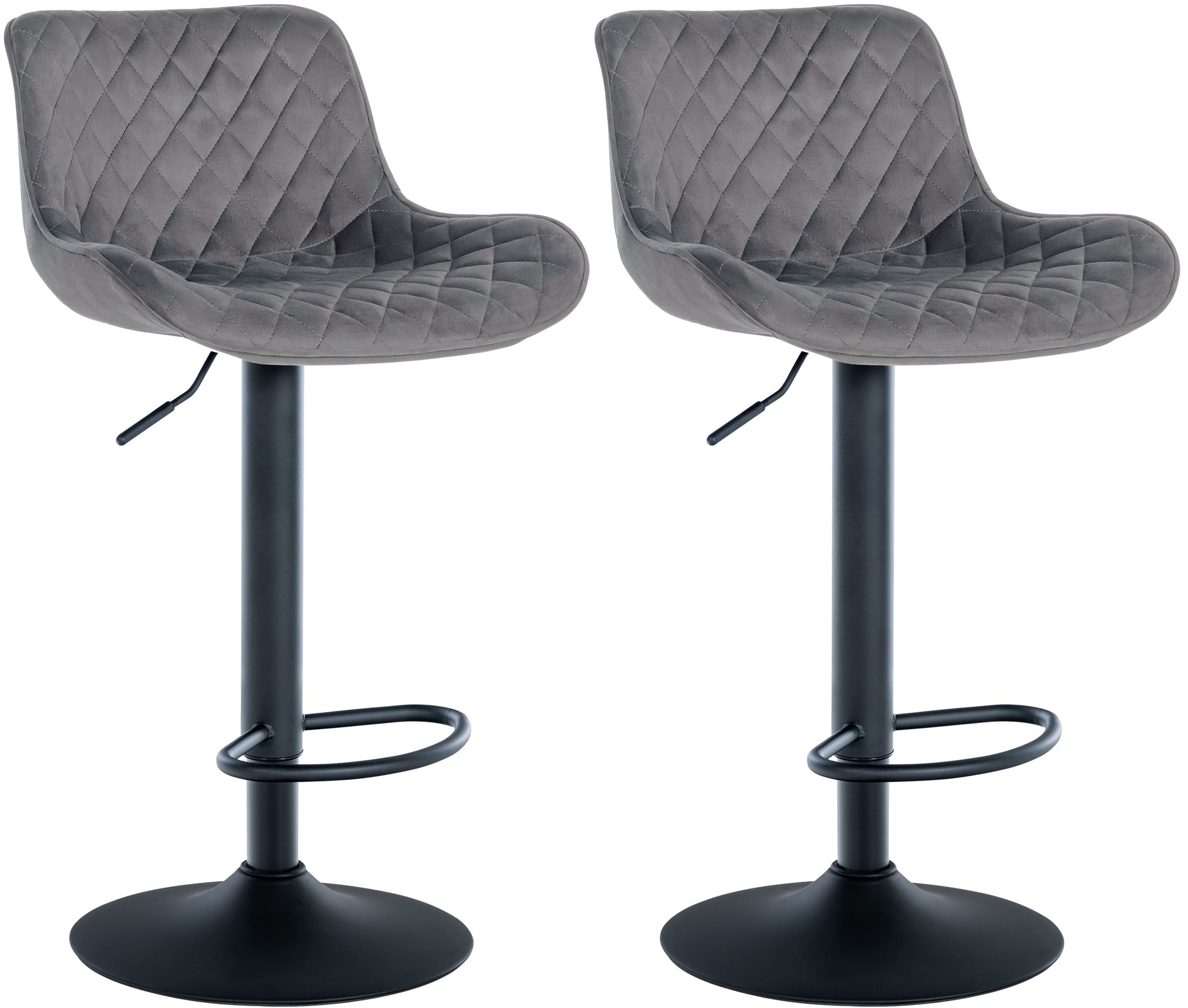 Set van 2 Barkrukken - Hoge Krukken - 360° Draai, Optimaal Comfort & Elegantie Kleur donkergrijs Materiaal zacht