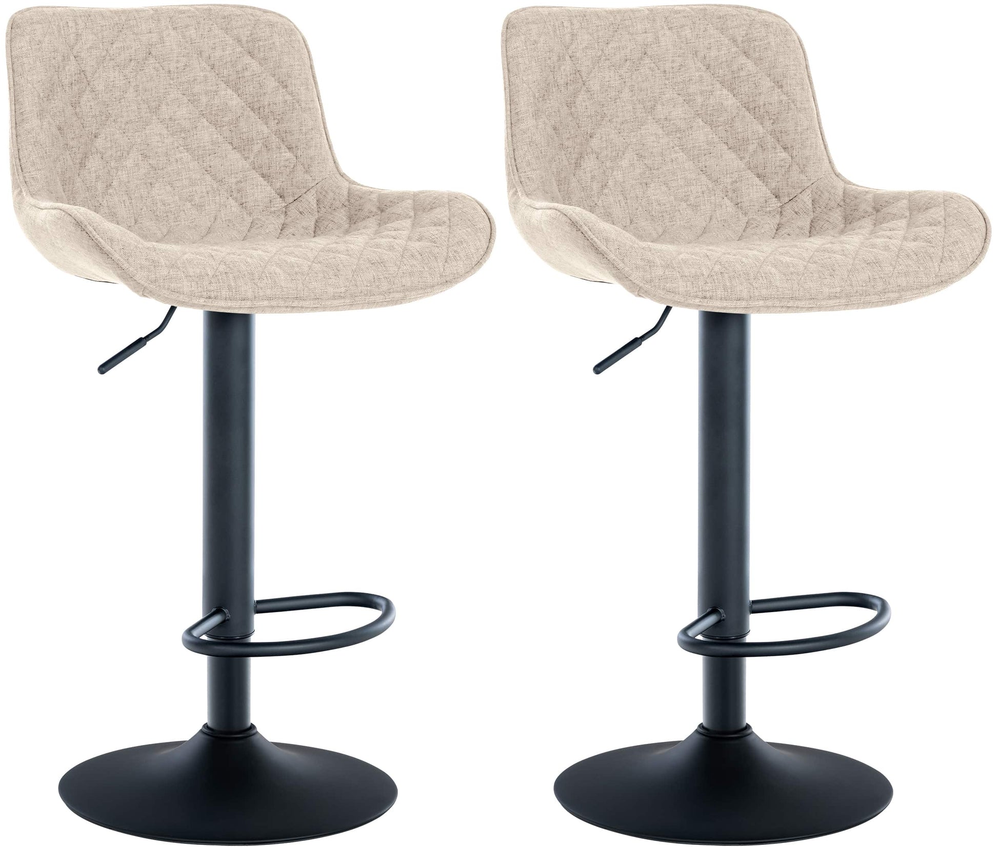 Set van 2 Barkrukken - Hoge Krukken - 360° Draai, Optimaal Comfort & Elegantie Kleur taupe Materiaal Stof