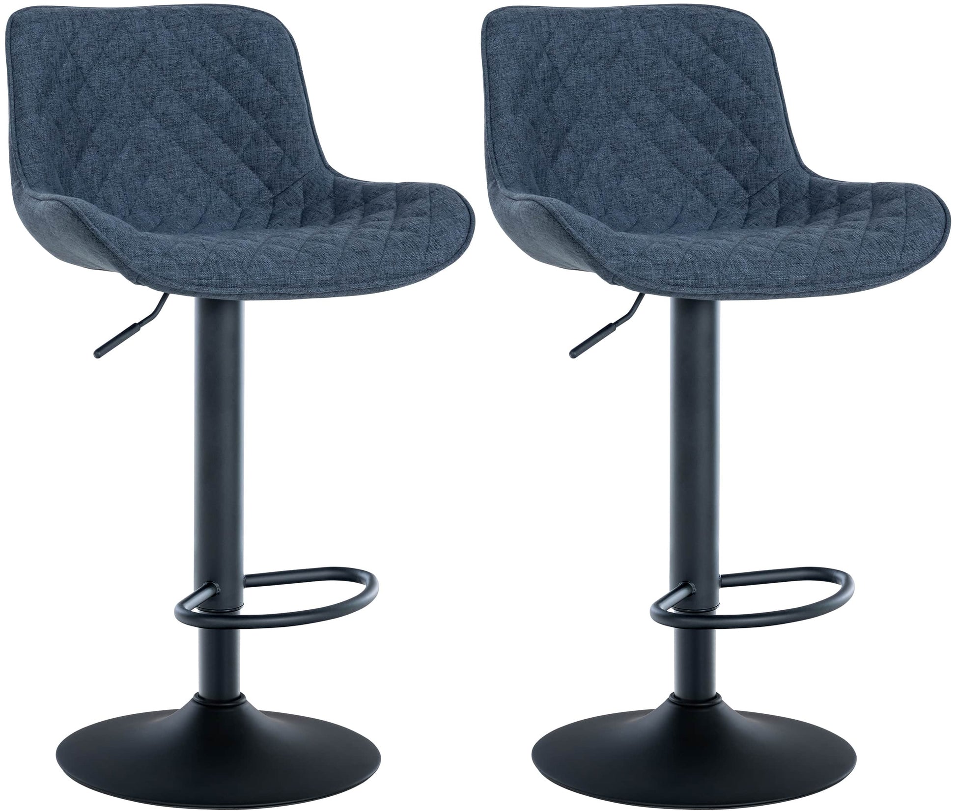 Set van 2 Barkrukken - Hoge Krukken - 360° Draai, Optimaal Comfort & Elegantie Kleur blauw Materiaal Stof