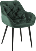 Eetkamerstoel Fluweel - Fauteuil-stijl - Hoog Comfort & Onderhoudsvriendelijk Kleur groen