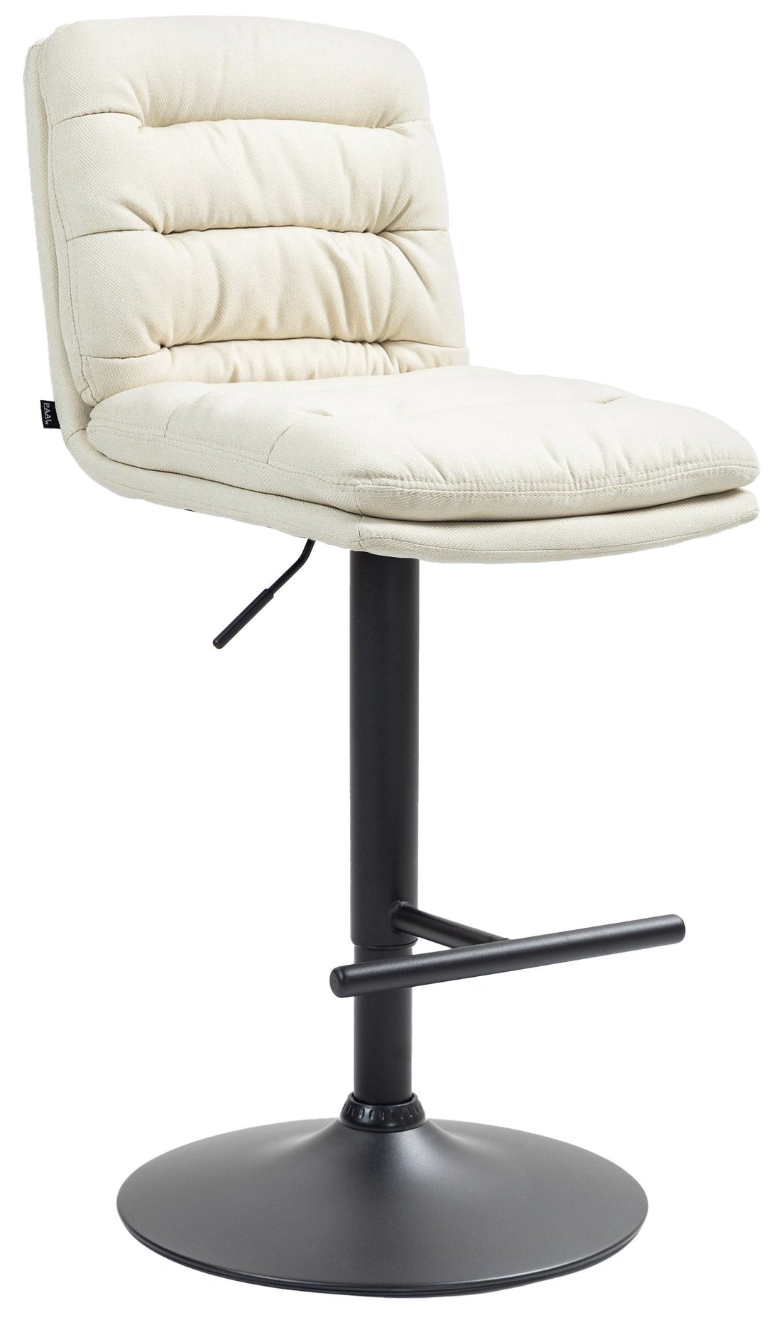 Barkruk met Stoffen Bekleding - Hoge Kruk - Comfortabel Zitvlak, Elegante Uitstraling Kleur crème Onderstel Kleur zwart