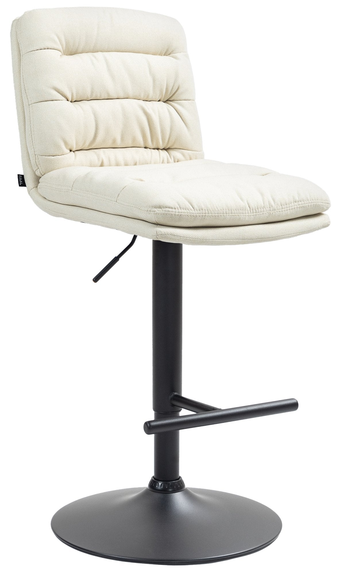 Barkruk met Stoffen Bekleding - Hoge Kruk - Comfortabel Zitvlak, Elegante Uitstraling Kleur crème Onderstel Kleur zwart