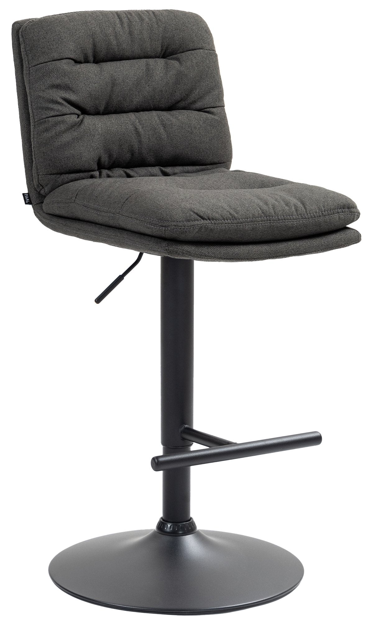 Barkruk met Stoffen Bekleding - Hoge Kruk - Comfortabel Zitvlak, Elegante Uitstraling Kleur donkergrijs Onderstel Kleur zwart