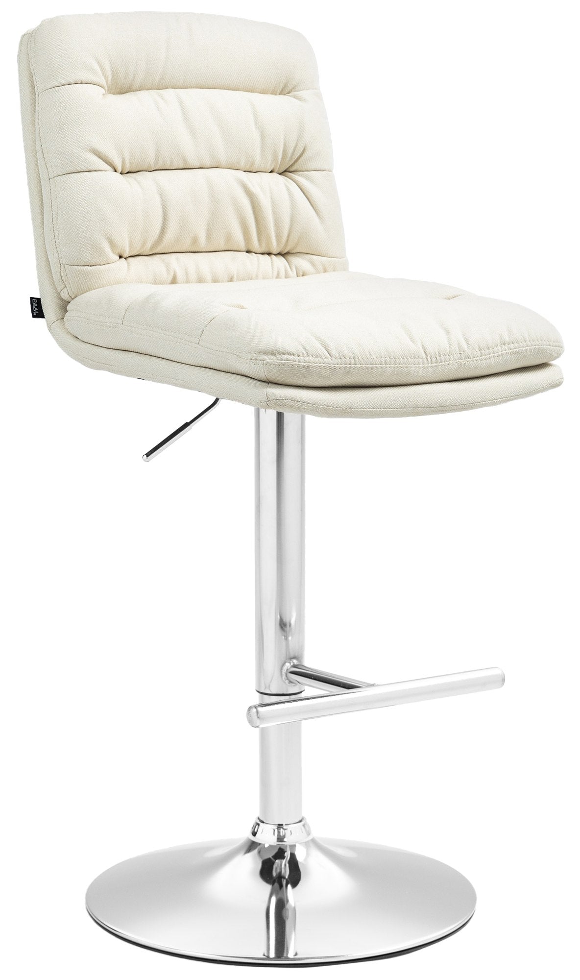 Barkruk met Stoffen Bekleding - Hoge Kruk - Comfortabel Zitvlak, Elegante Uitstraling Kleur crème Onderstel Kleur chroom