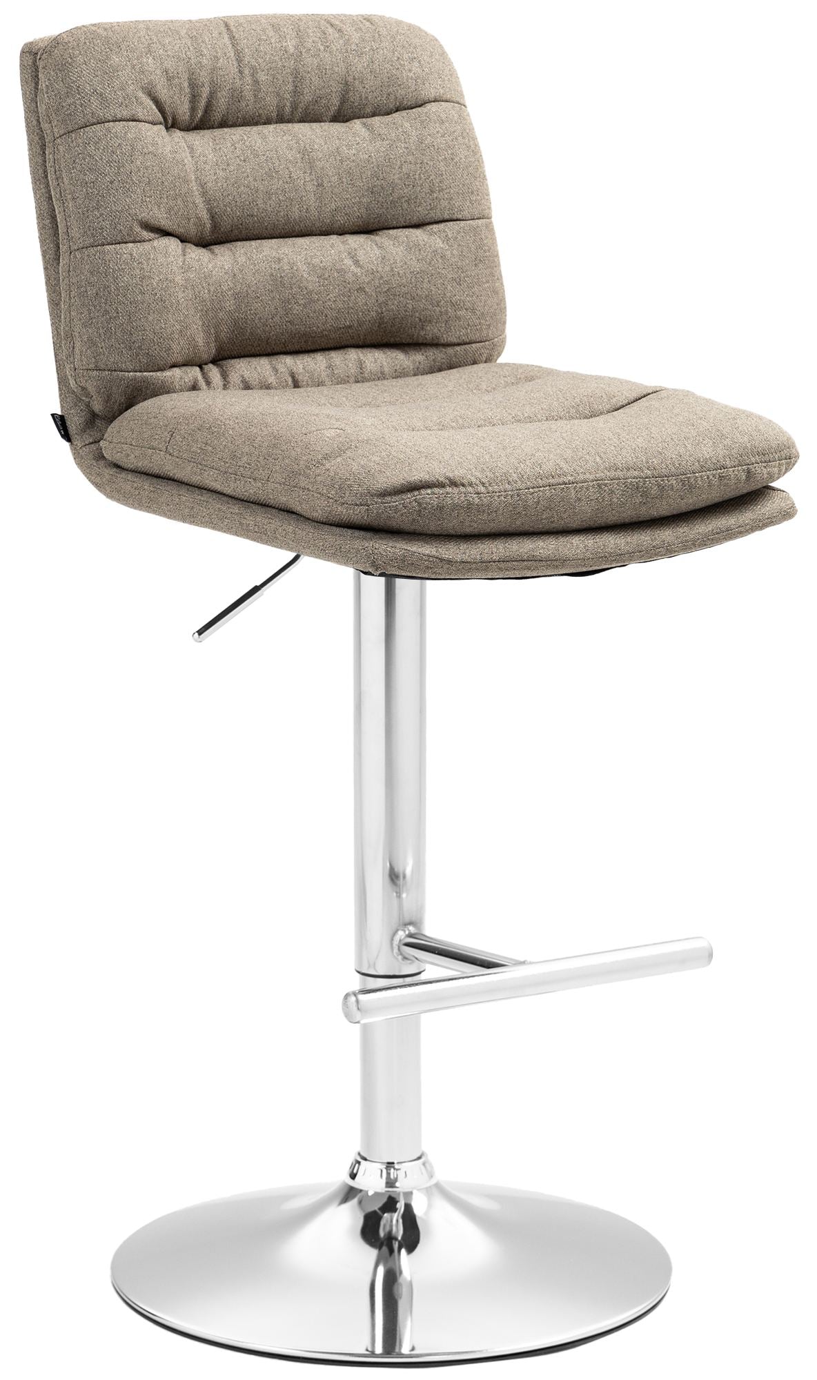 Barkruk met Stoffen Bekleding - Hoge Kruk - Comfortabel Zitvlak, Elegante Uitstraling Kleur taupe Onderstel Kleur chroom