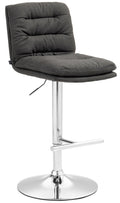 Barkruk met Stoffen Bekleding - Hoge Kruk - Comfortabel Zitvlak, Elegante Uitstraling Kleur donkergrijs Onderstel Kleur chroom