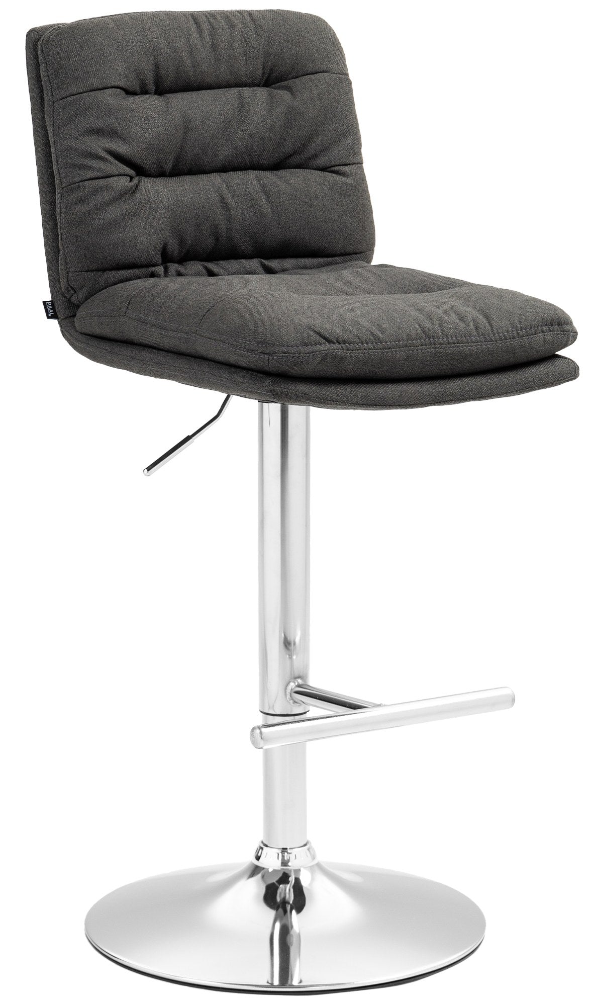 Barkruk met Stoffen Bekleding - Hoge Kruk - Comfortabel Zitvlak, Elegante Uitstraling Kleur donkergrijs Onderstel Kleur chroom