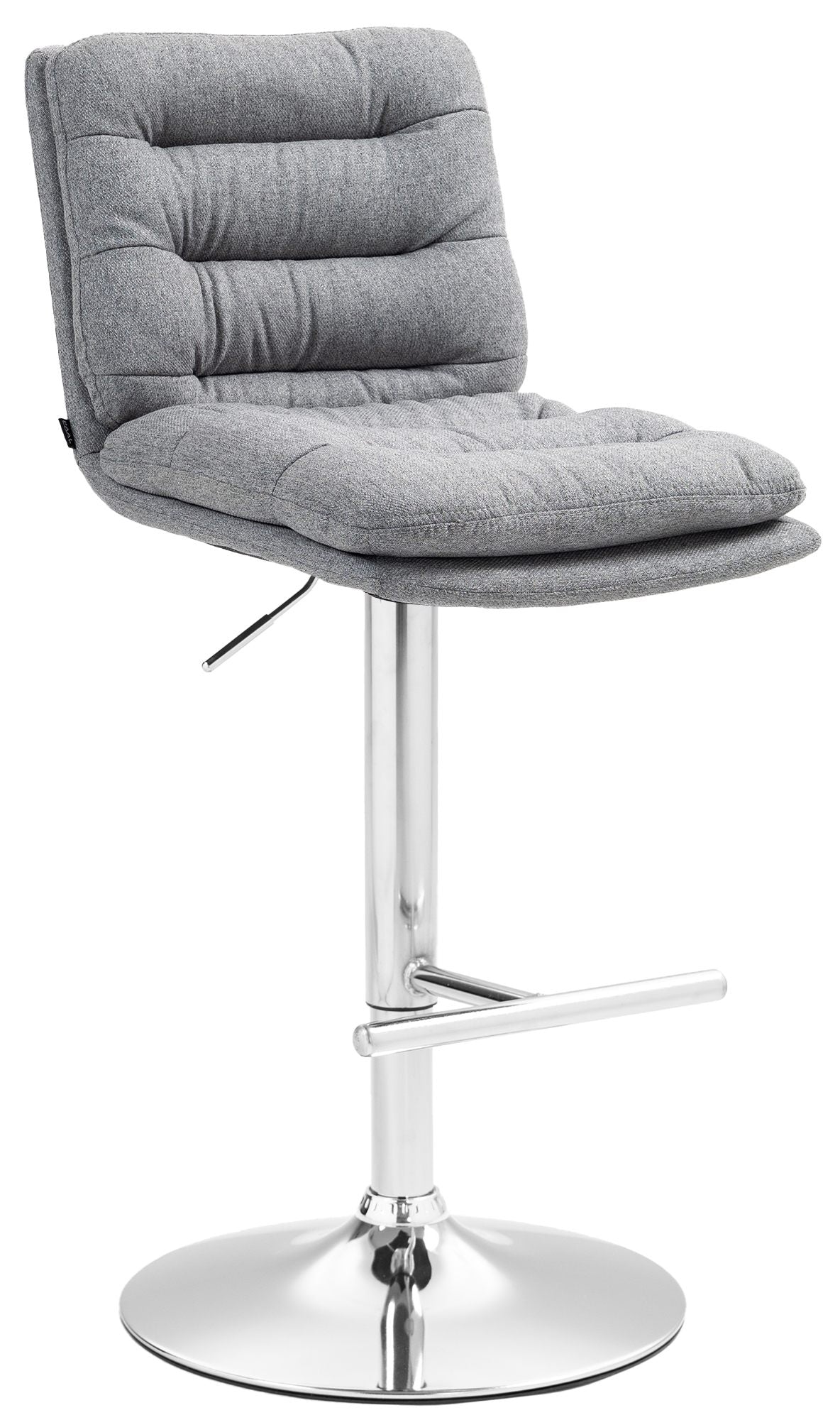 Barkruk met Stoffen Bekleding - Hoge Kruk - Comfortabel Zitvlak, Elegante Uitstraling Kleur grijs Onderstel Kleur chroom