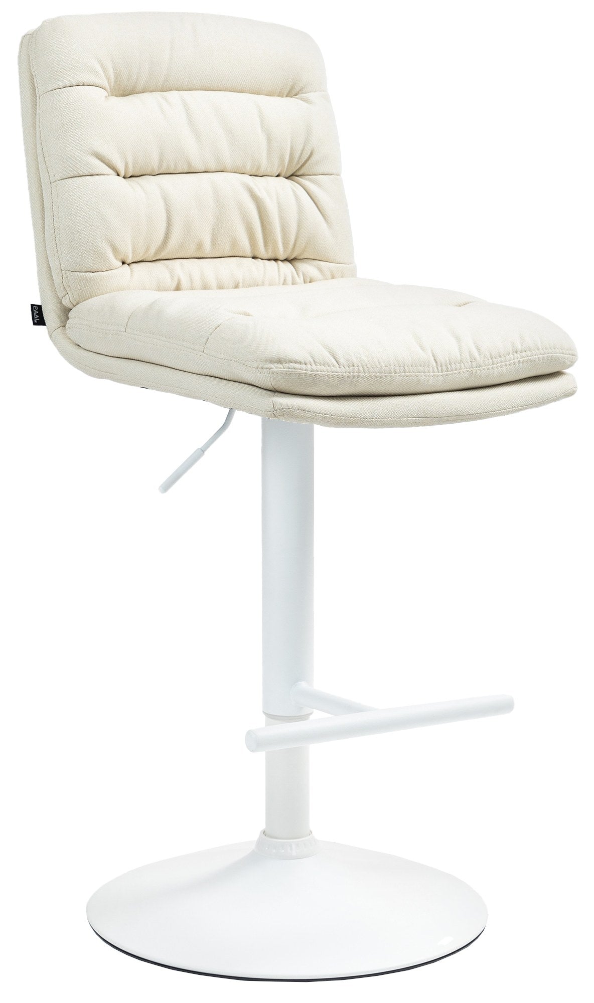 Barkruk Stof, Kruk, Met Voetsteun en Ergonomische Rugleuning - Luxe Zitcomfort Kleur crème