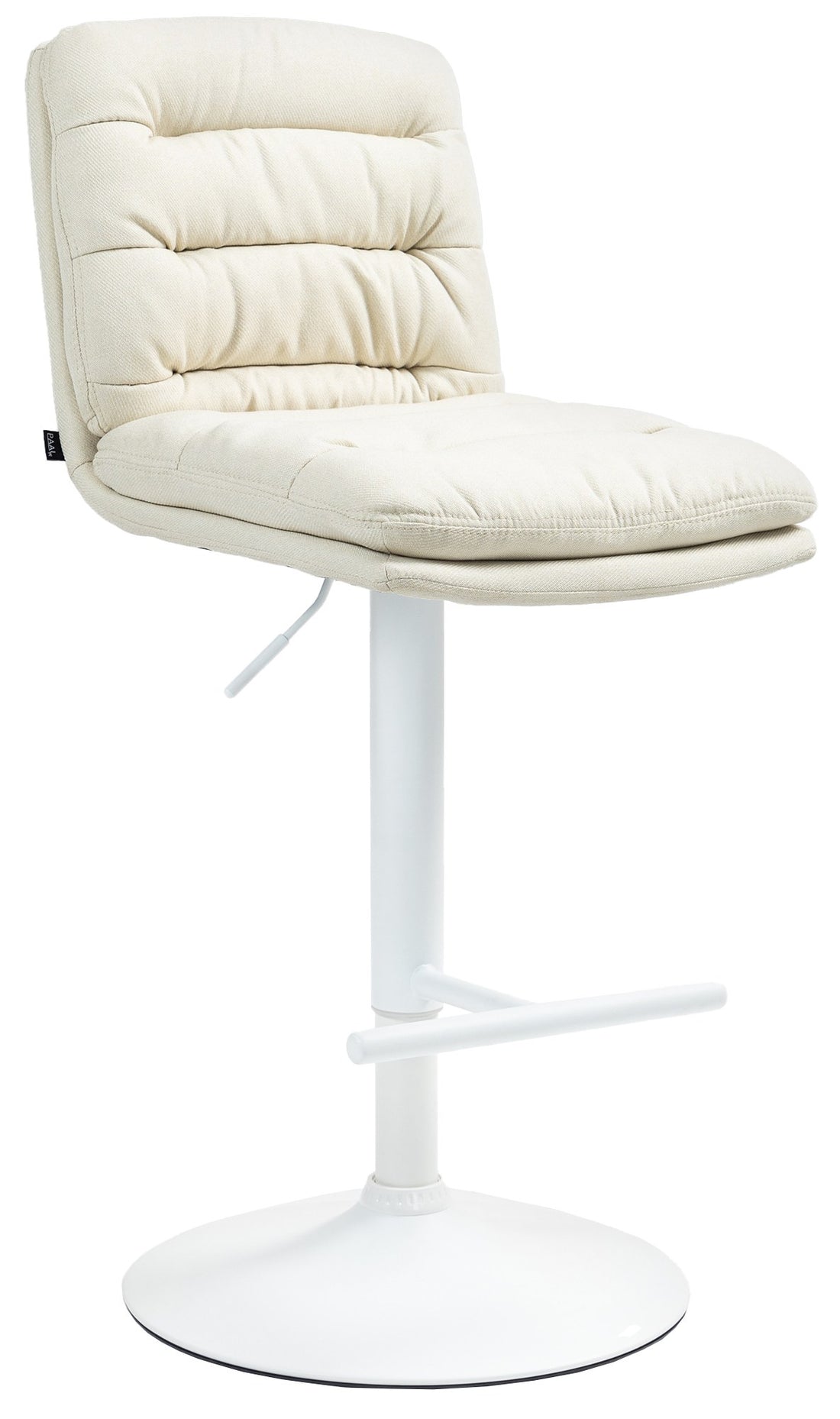 Barkruk Stof, Kruk, Met Voetsteun en Ergonomische Rugleuning - Luxe Zitcomfort Kleur crème