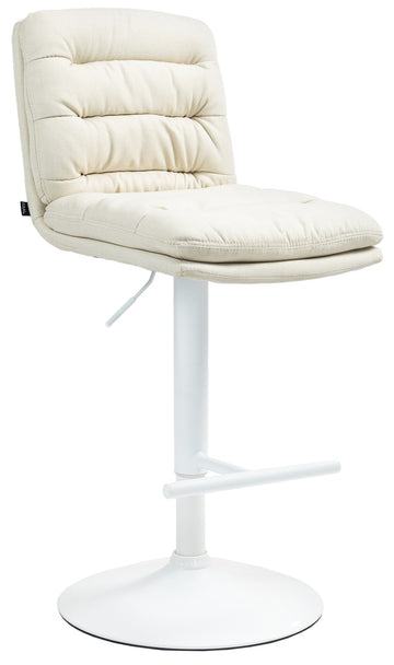 Barkruk Stof, Kruk, Met Voetsteun en Ergonomische Rugleuning - Luxe Zitcomfort Kleur crème
