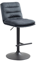 Barkruk met Fluwelen Zitting - Elegante Kruk - Hoog Zitcomfort en Verstelbare Hoogte Kleur donkergrijs Onderstel Kleur zwart