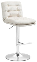 Barkruk met Fluwelen Zitting - Elegante Kruk - Hoog Zitcomfort en Verstelbare Hoogte Kleur crème Onderstel Kleur chroom