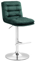 Barkruk met Fluwelen Zitting - Elegante Kruk - Hoog Zitcomfort en Verstelbare Hoogte Kleur groen Onderstel Kleur chroom
