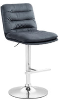 Barkruk met Fluwelen Zitting - Elegante Kruk - Hoog Zitcomfort en Verstelbare Hoogte Kleur donkergrijs Onderstel Kleur chroom