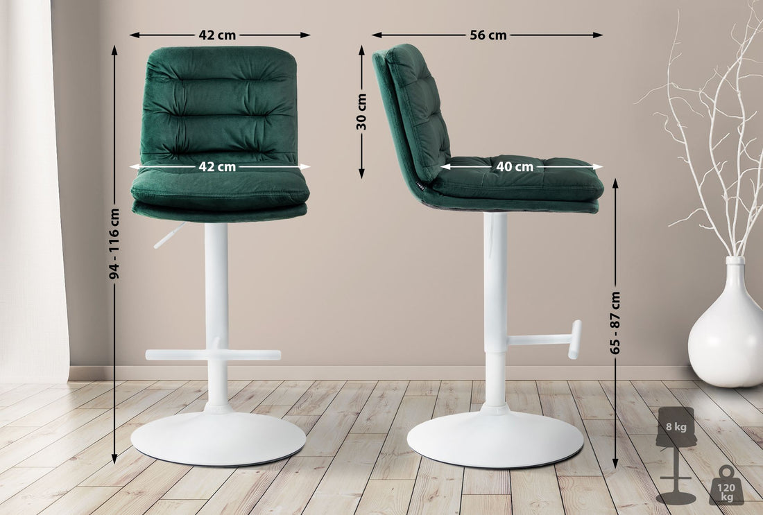 Barkruk, Kruk, Modern Comfort & Fluweel - Verstelbaar Met 360° Draaifunctie Kleur groen