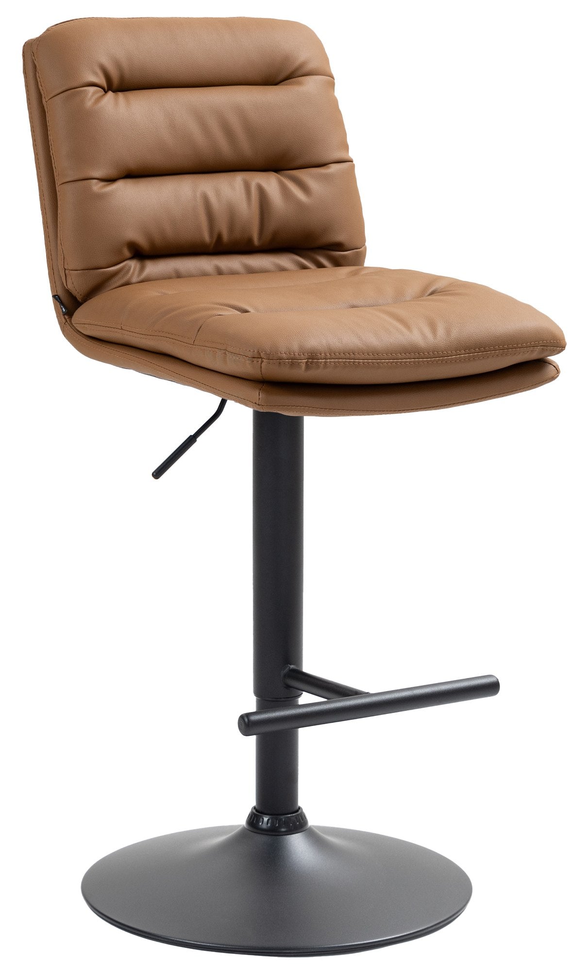 Barkruk - Kunstleren Stoel - Hoog Zitcomfort, Elegant Design, 360 Graden Draaifunctie Kleur lichtbruin Onderstel Kleur zwart