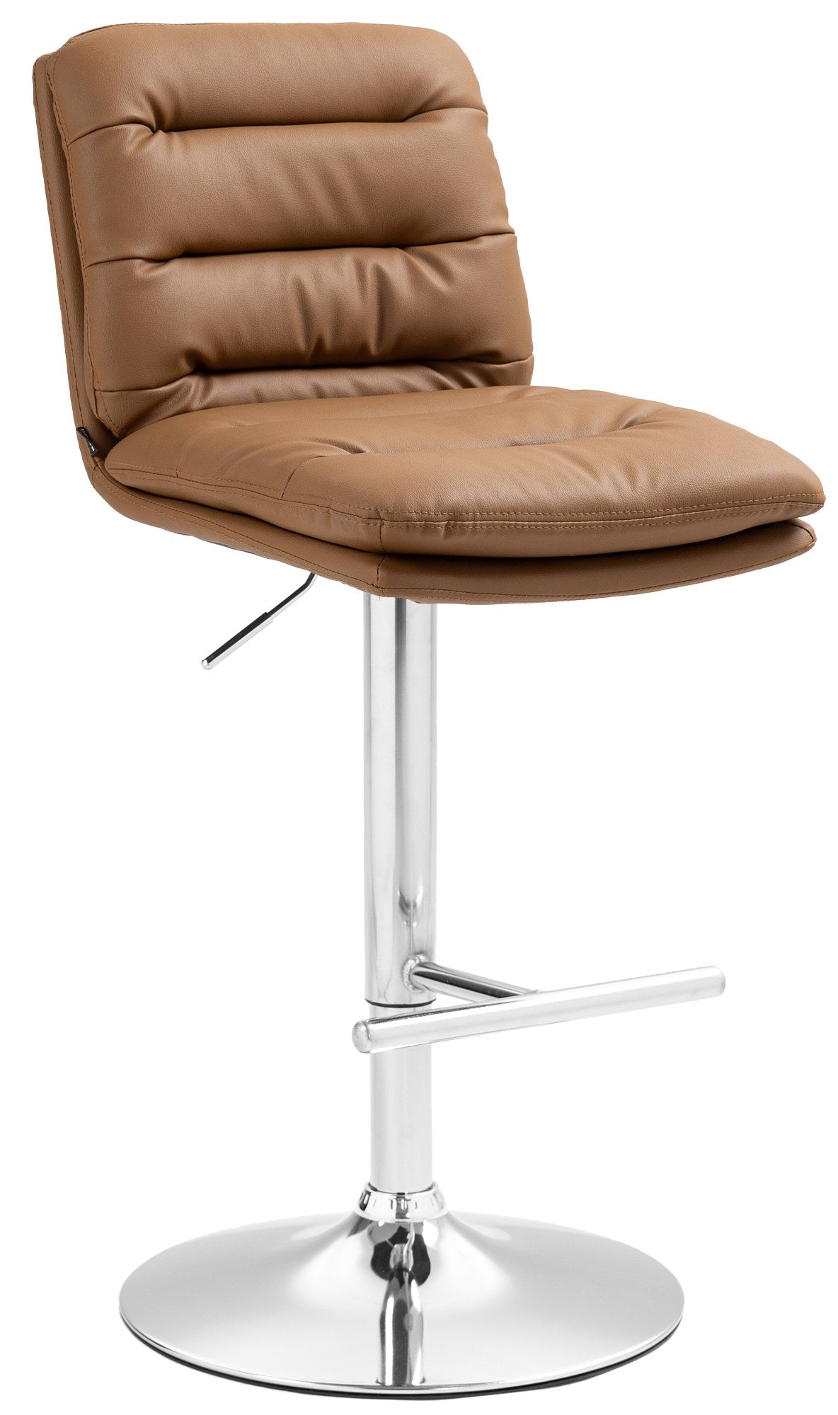 Barkruk - Kunstleren Stoel - Hoog Zitcomfort, Elegant Design, 360 Graden Draaifunctie Kleur lichtbruin Onderstel Kleur chroom