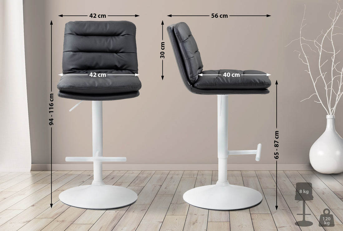 Barkruk Kunstleer - Hocker - Hoog Zitcomfort & Verstelbare Hoogte Kleur zwart