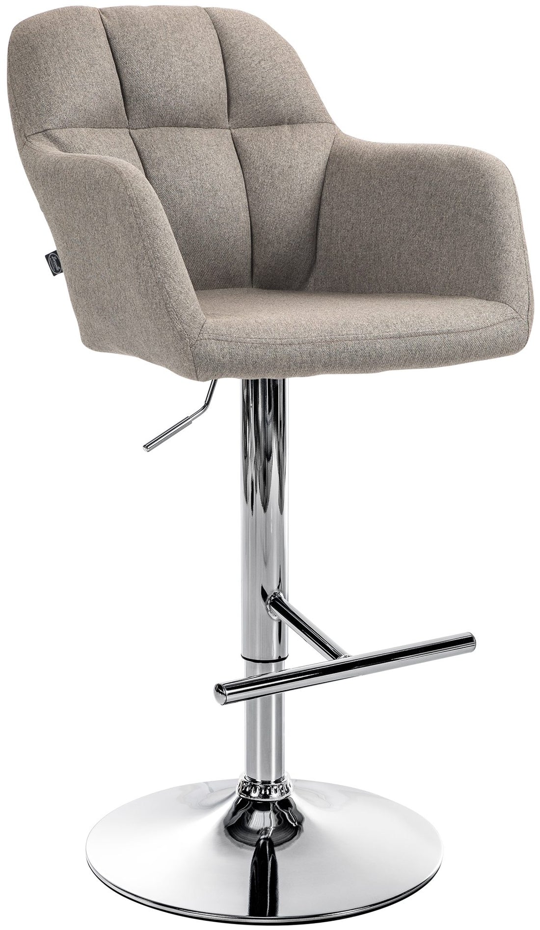 Barkruk Stof - Kruk - Buitengewoon Zitcomfort, Verstelbare Hoogte 97-118 cm Kleur taupe