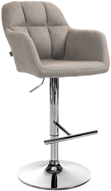 Barkruk Stof - Kruk - Buitengewoon Zitcomfort, Verstelbare Hoogte 97-118 cm Kleur taupe