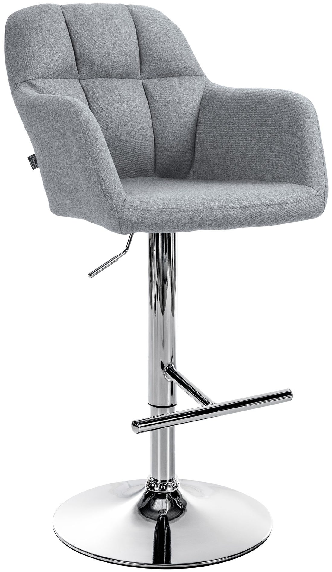Barkruk Stof & Chroom Metaal - Hoger Zitcomfort - 360° Draaifunctie Kleur grijs