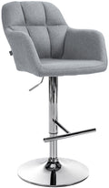 Barkruk Stof & Chroom Metaal - Hoger Zitcomfort - 360° Draaifunctie Kleur grijs