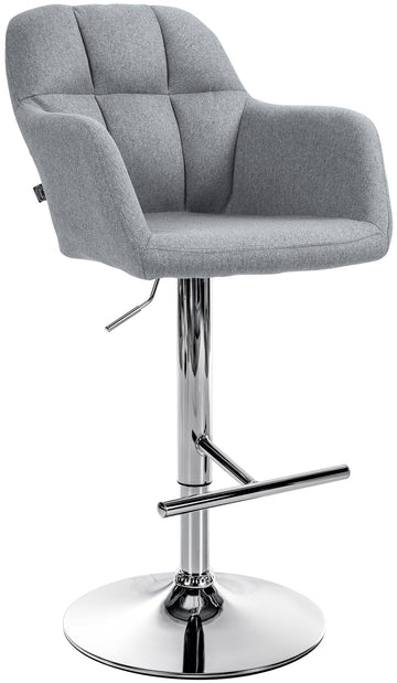 Barkruk Stof & Chroom Metaal - Hoger Zitcomfort - 360° Draaifunctie Kleur grijs