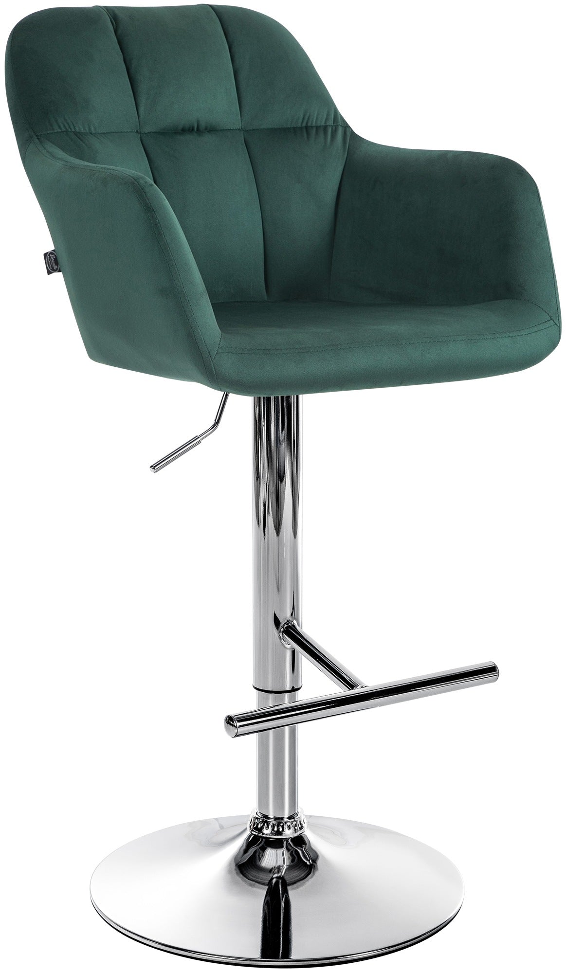 Verstelbare Fluwelen Barkruk – Hoge Stoel – Maximale Comfort en 360° Mobiliteit Kleur groen Materiaal onderstel Metaal in chroomlook