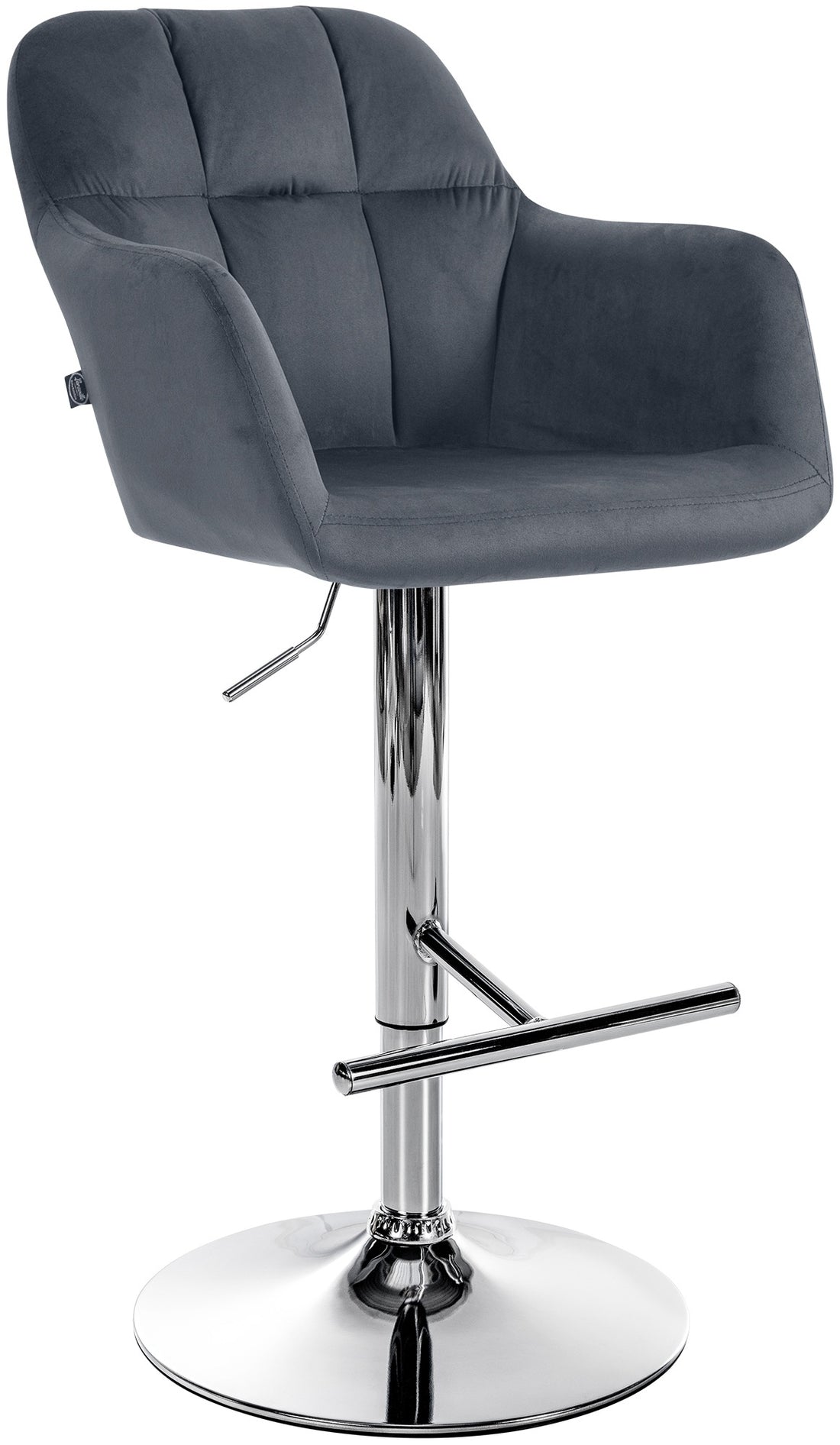 Barkruk Fluweel Donkergrijs - Barstoel Verstelbaar - Optimale Comfort Kleur donkergrijs
