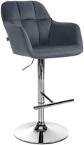 Barkruk Fluweel Donkergrijs - Barstoel Verstelbaar - Optimale Comfort Kleur donkergrijs