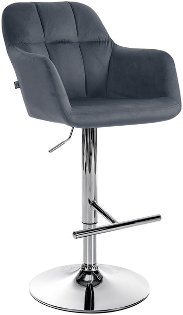 Barkruk Fluweel Donkergrijs - Barstoel Verstelbaar - Optimale Comfort Kleur donkergrijs